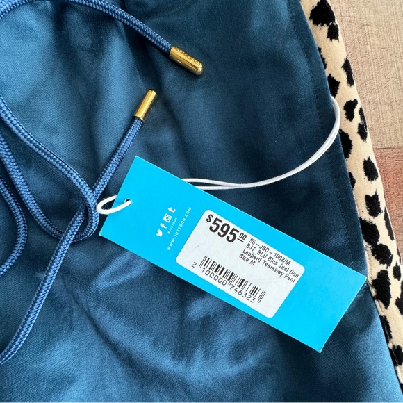 JUST DON Tearway Track Pants Blue Satin Leopard Trim Men MEDIUM NEW WITH TAG - Picture 4 of 12